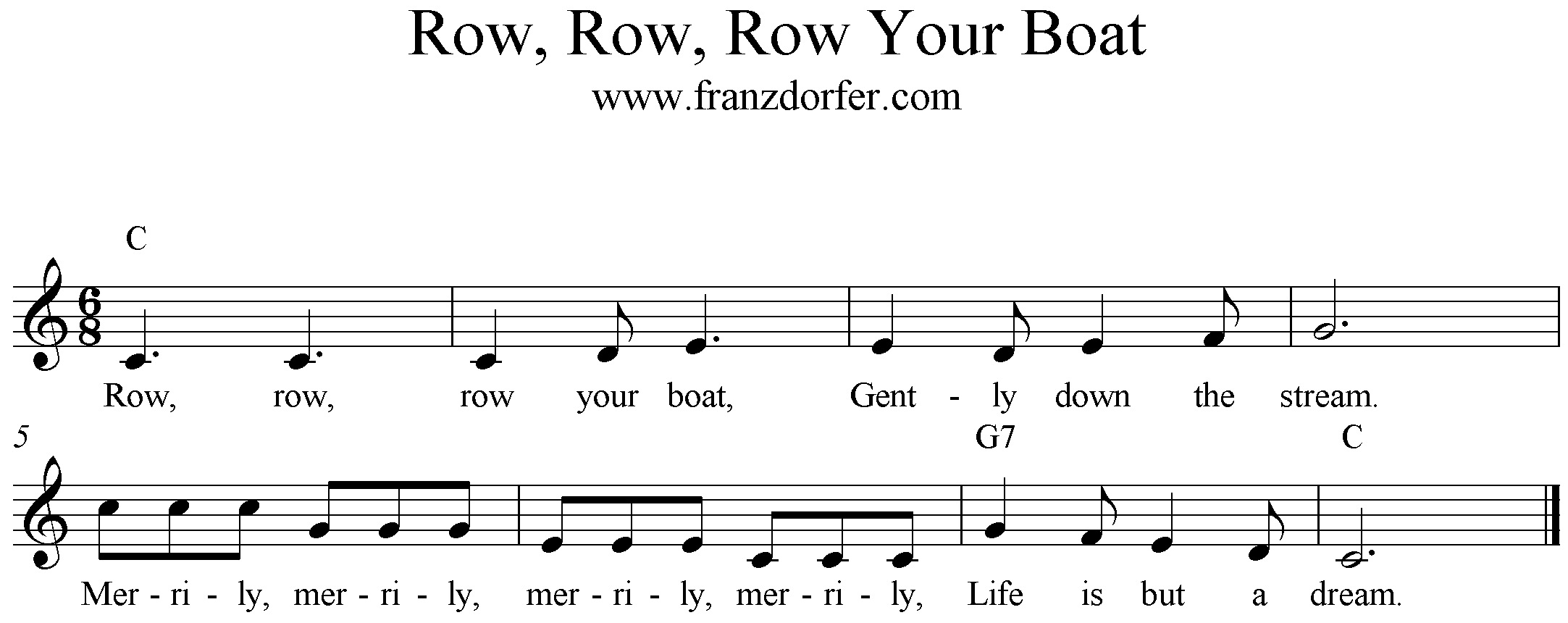 Freesheet Music Row, Row, Row Your Boat